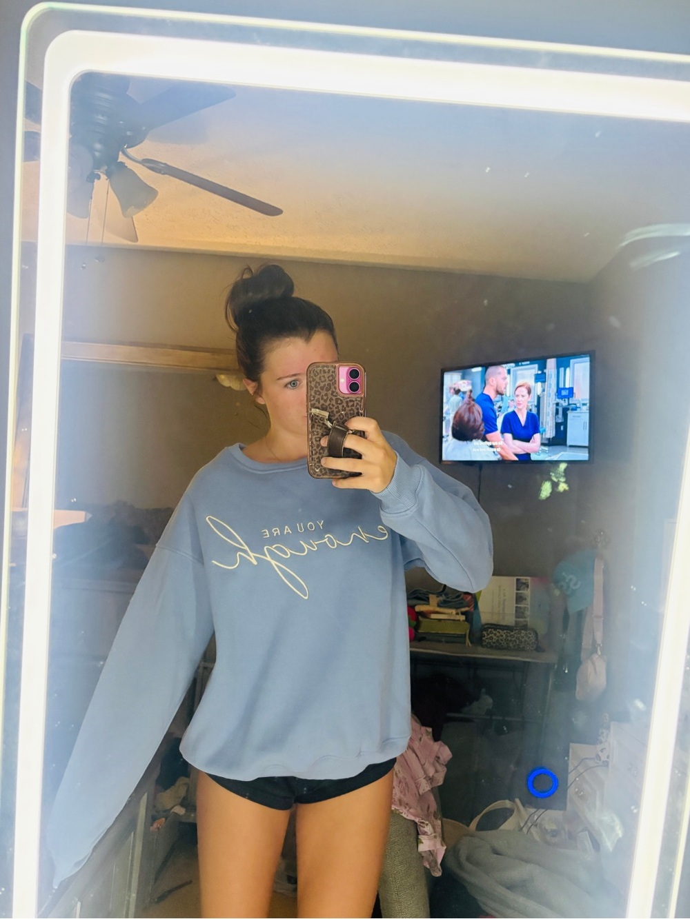 Altar'd State Light Blue 'You Are Enough' Script Sweatshirt